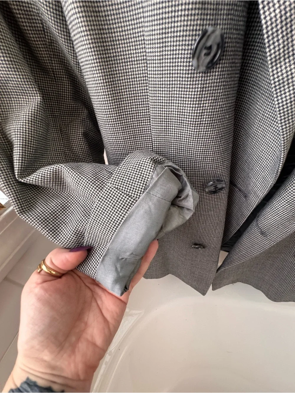 100% Pure New Wool Gray Double-Breasted Blazer